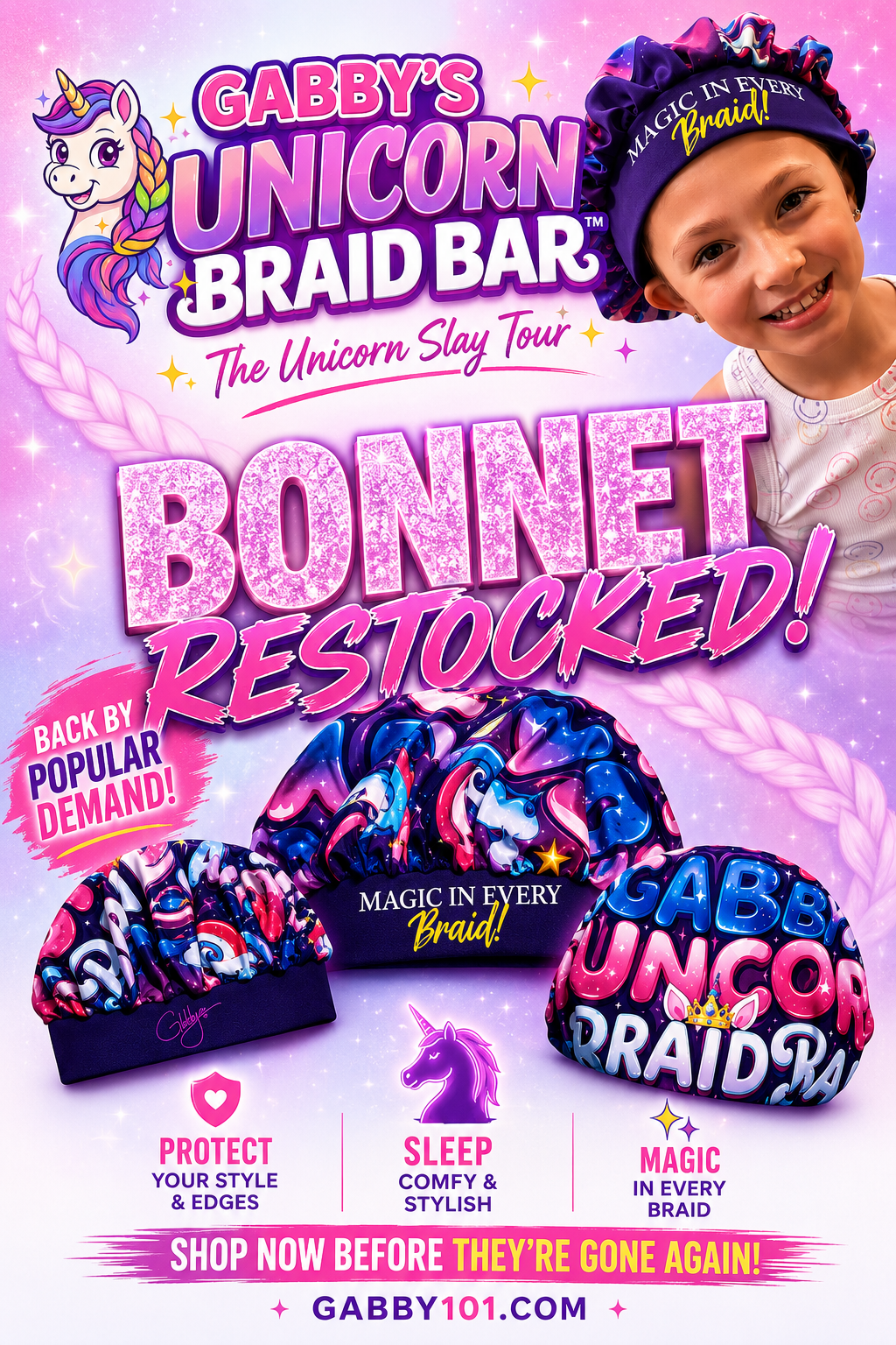 Unicorn Braid Bar Bonnet