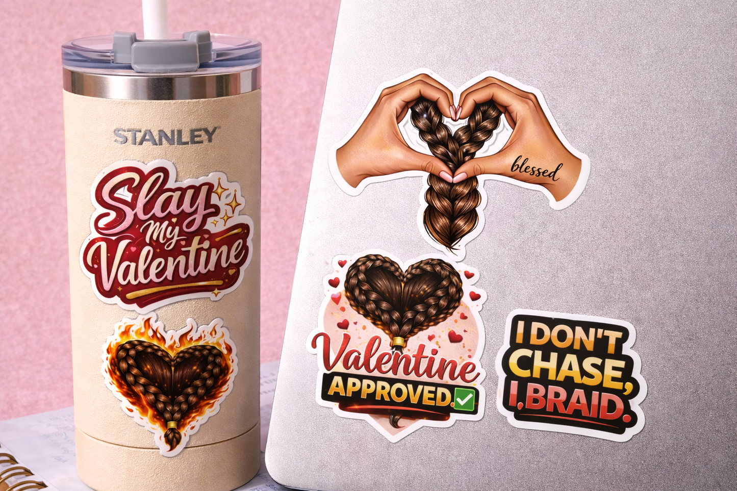 Valentine Braid Stickers – Subscriber Freebie