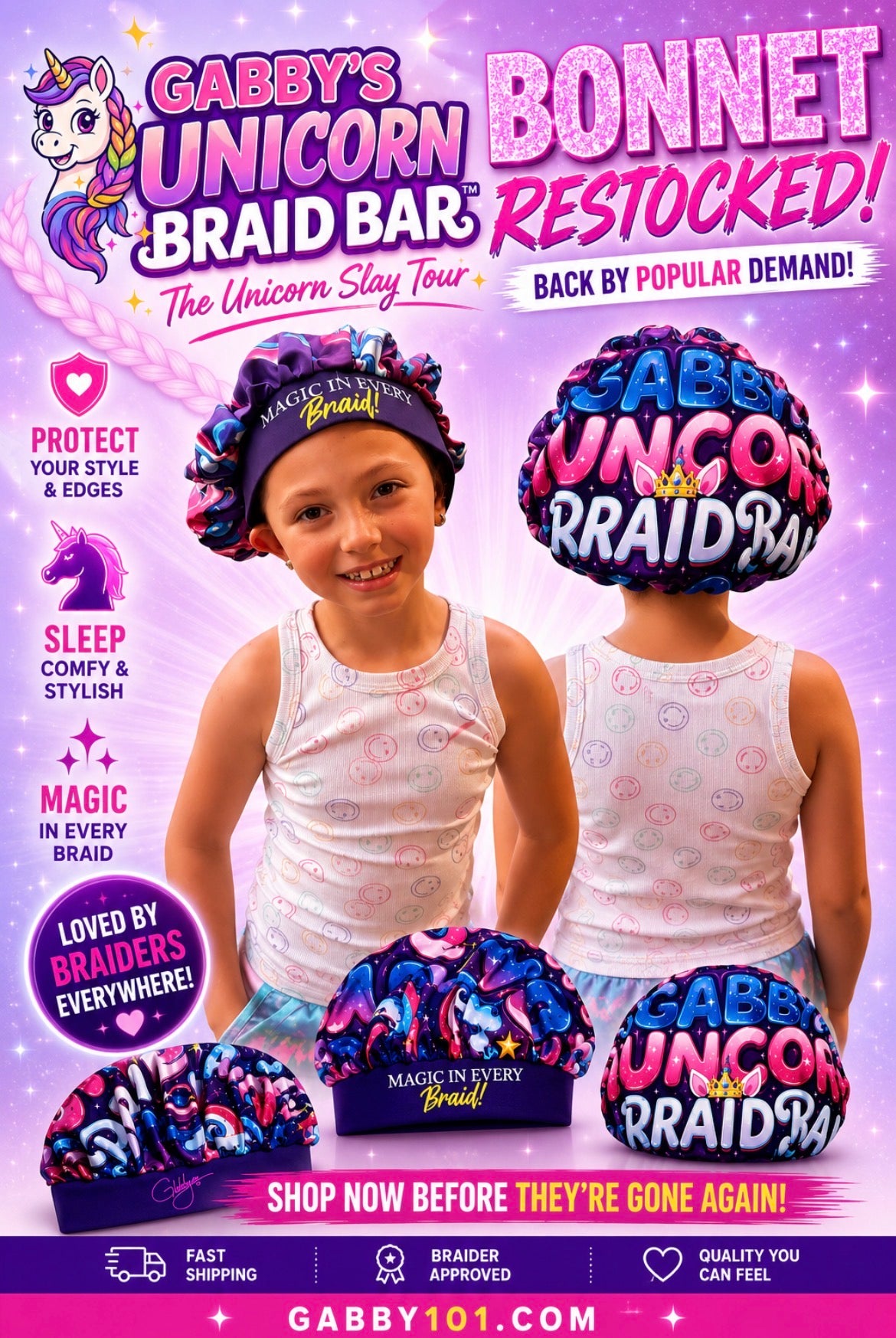 Unicorn Braid Bar Bonnet